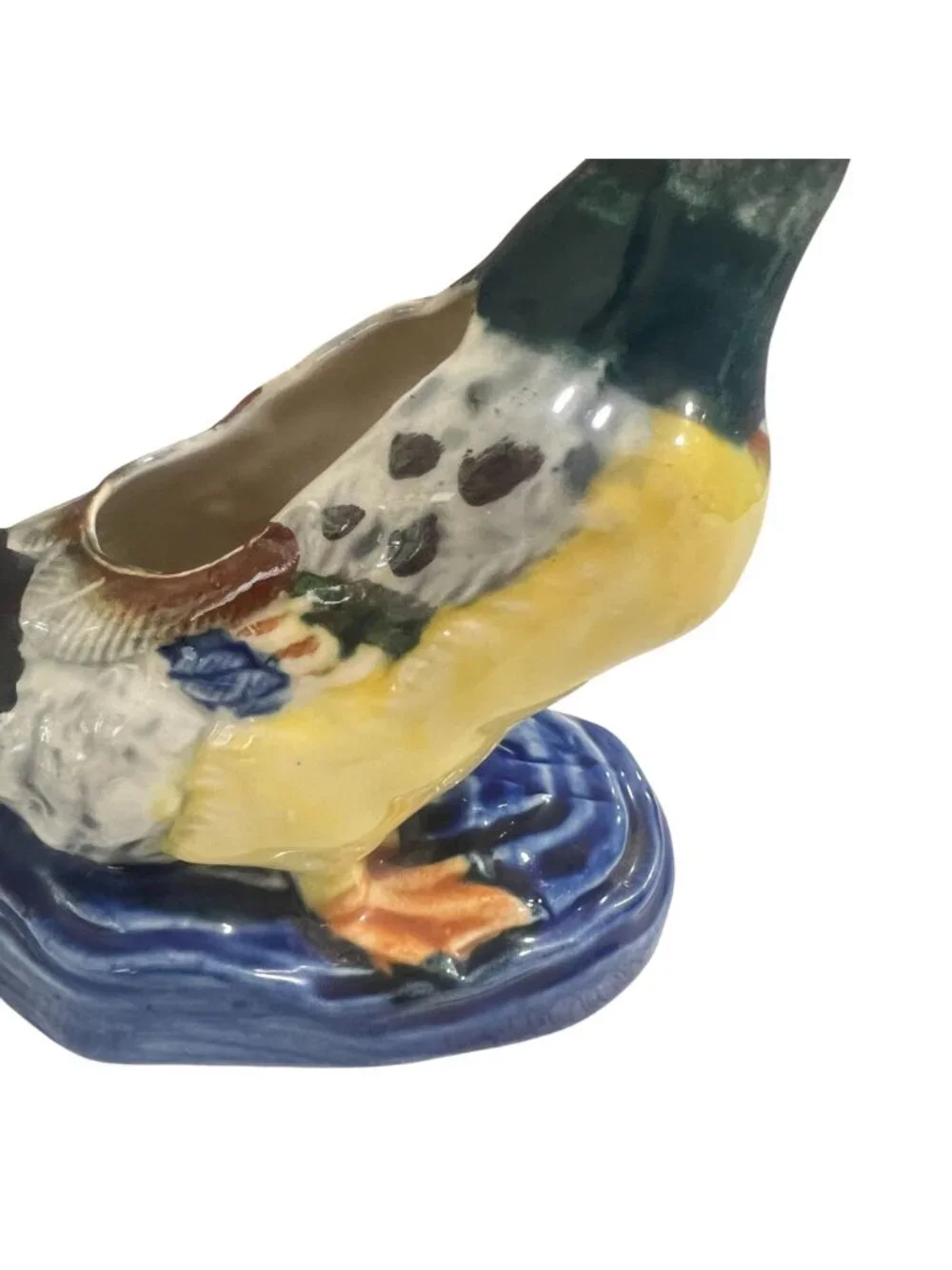 Hand-Painted Ceramic Duck Figurine Vase/Planter Made In Japan Collectible Décor